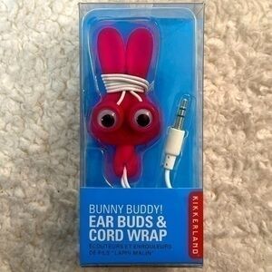 Kikkerland "Bunny Buddy" Ear Buds & Cord Wrap